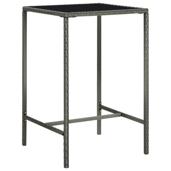 Set mobilier bar de grădină, cu perne, 5 piese, gri, poliratan