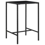 Set mobilier bar de grădină cu perne, 3 piese, negru, poliratan