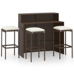 Set mobilier bar de grădină cu perne, 4 piese, maro