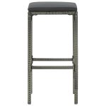 Set mobilier bar de grădină cu perne, 5 piese, gri