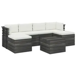 Set mobilier grădină paleți cu perne 7 piese lemn masiv pin