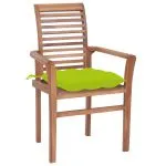 Scaune bucătărie, 4 buc., perne verde aprins, lemn masiv tec