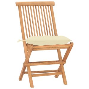 Set mobilier pliabil exterior cu perne, 3 piese, lemn masiv tec