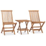 Set mobilier exterior pliabil cu perne, 3 piese, lemn masiv tec