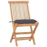 Set mobilier exterior pliabil cu perne, 3 piese, lemn masiv tec
