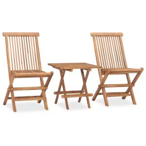 Set mobilier exterior pliabil cu perne, 3 piese, lemn masiv tec