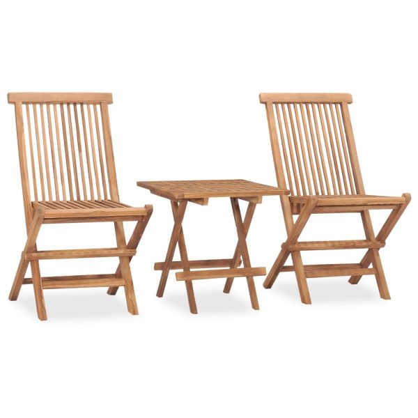 Set mobilier exterior pliabil cu perne, 3 piese, lemn masiv tec
