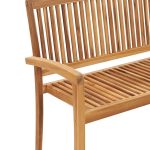 Bancă de grădină stivuibilă cu pernă, 128,5 cm, lemn masiv tec