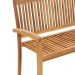 Bancă de grădină stivuibilă cu pernă, 128,5 cm, lemn masiv tec