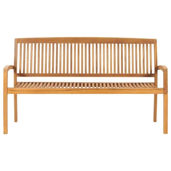 Bancă de grădină stivuibilă cu pernă, 159 cm, lemn masiv de tec