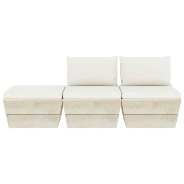 Set mobilier grădină din paleți, cu perne, 3 piese, lemn molid