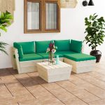 Set mobilier grădină din paleți cu perne, 5 piese, lemn molid