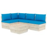 Set mobilier grădină din paleți cu perne, 5 piese, lemn molid