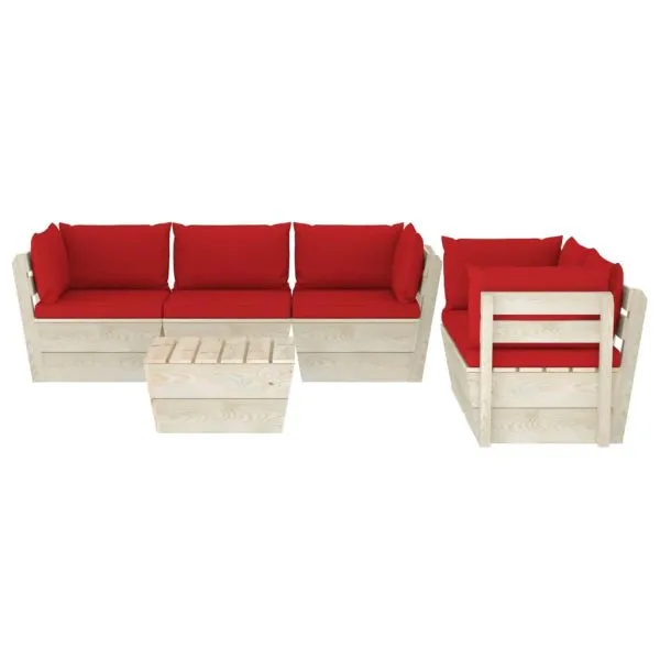 Set mobilier grădină din paleți cu perne, 6 piese, lemn molid
