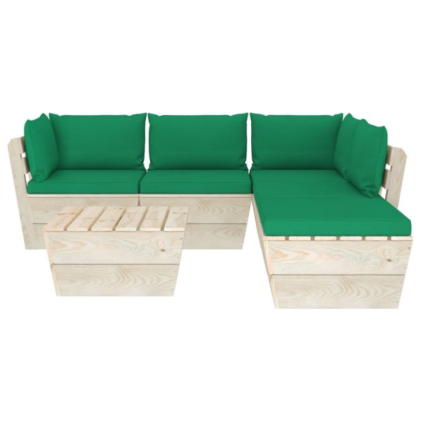 Set mobilier grădină din paleți cu perne, 6 piese, lemn molid
