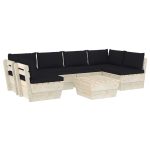 Set mobilier grădină din paleți, 7 piese, cu perne, lemn molid