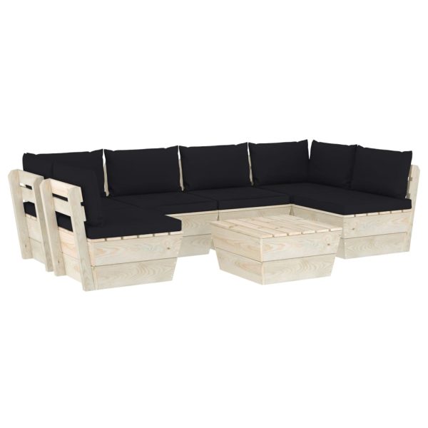Set mobilier grădină din paleți, 7 piese, cu perne, lemn molid