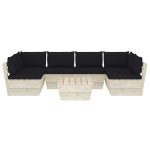 Set mobilier grădină din paleți, 7 piese, cu perne, lemn molid