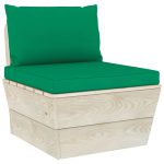 Set mobilier grădină paleți, 9 piese, cu perne, lemn de molid