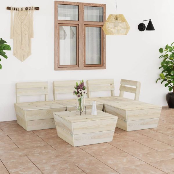 Set mobilier paleți pentru grădină 5 piese lemn molid tratat