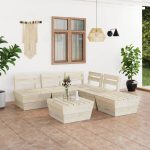 Set de mobilier paleți de grădină 6 piese lemn molid tratat