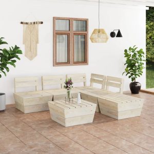 Set de mobilier paleți de grădină 6 piese lemn molid tratat