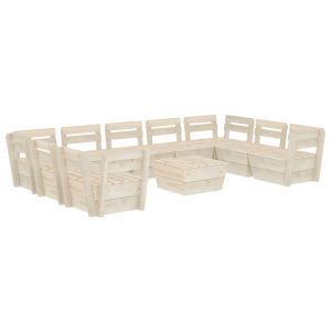 Set mobilier grădină paleți, 10 piese, lemn de molid tratat