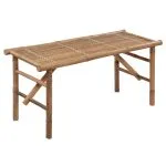 Bancă de grădină pliabilă cu pernă, 118 cm, bambus