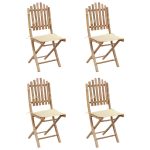 Set mobilier de exterior pliabil, cu perne, 5 piese, bambus