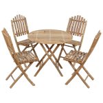 Set mobilier de exterior pliabil, cu perne, 5 piese, bambus