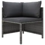 Set mobilier de grădină cu perne, 6 piese, gri, poliratan