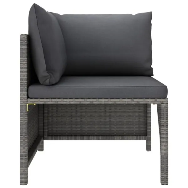 Set mobilier de grădină cu perne, 7 piese, gri, poliratan