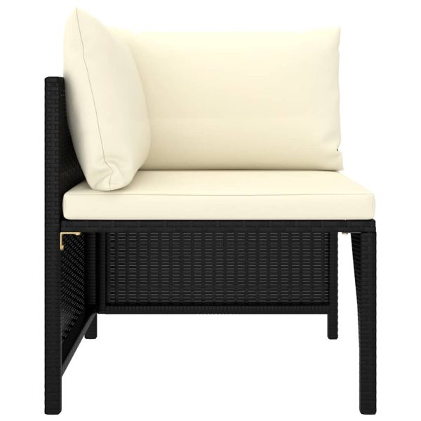 Set mobilier de grădină cu perne, 6 piese, negru, poliratan