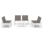Set mobilier de grădină cu perne, 6 piese, alb, plastic