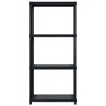 Raft de depozitare cu 4 polițe, negru, 244×30,5×130 cm, plastic