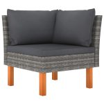Set mobilier de grădină cu perne, 9 piese, gri, poliratan