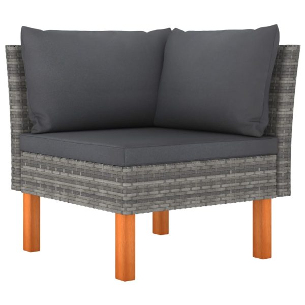 Set mobilier de grădină cu perne, 9 piese, gri, poliratan