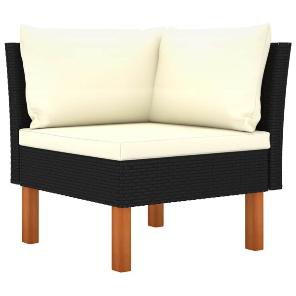 Set mobilier de grădină cu perne, 4 piese, negru, poliratan