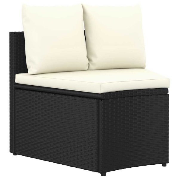 Set mobilier de grădină cu perne, 7 piese, negru, poliratan