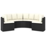Set mobilier de grădină cu perne, 6 piese, negru, poliratan
