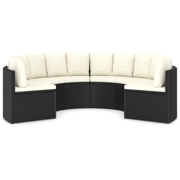 Set mobilier de grădină cu perne, 6 piese, negru, poliratan
