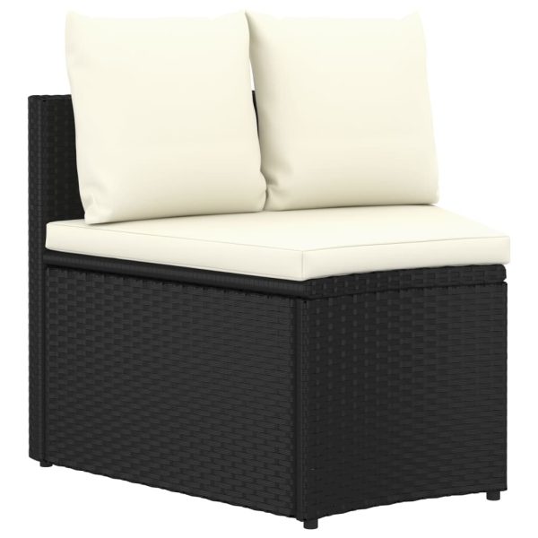 Set mobilier de grădină cu perne, 6 piese, negru, poliratan