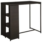 Set mobilier bar de grădină cu perne, 5 piese, maro, poliratan
