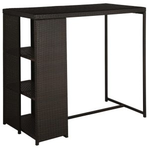 Set mobilier bar de grădină cu perne, 5 piese, maro, poliratan