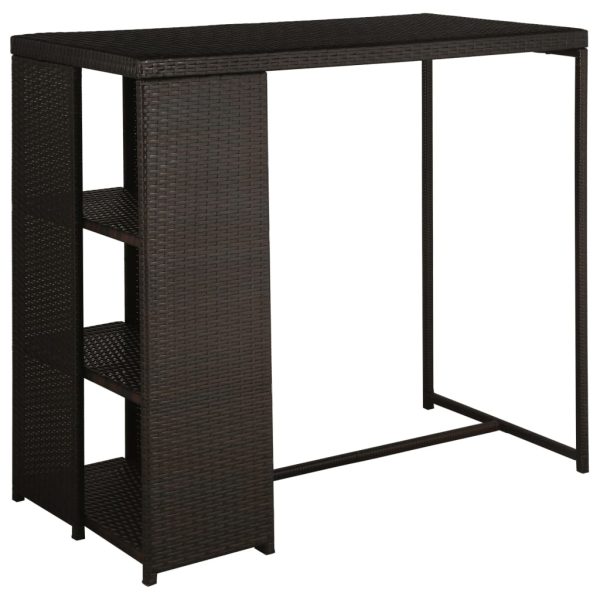 Set mobilier bar de grădină cu perne, 5 piese, maro, poliratan