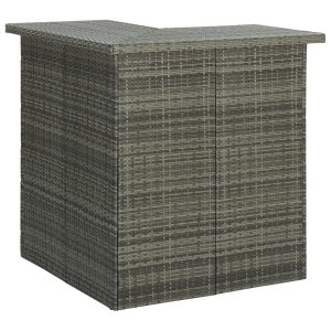 Set mobilier bar de grădină, cu perne, 4 piese, gri, poliratan