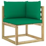 Canapele colțar grădină cu perne 2 buc. lemn pin verde tratat