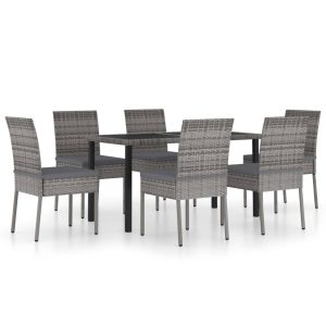 Set mobilier de grădină, 7 piese, gri, poliratan