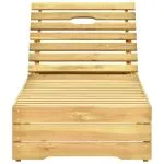 Șezlong cu pernă roșie, lemn de pin tratat