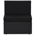 Set mobilier de grădină, 9 piese, negru, poliratan